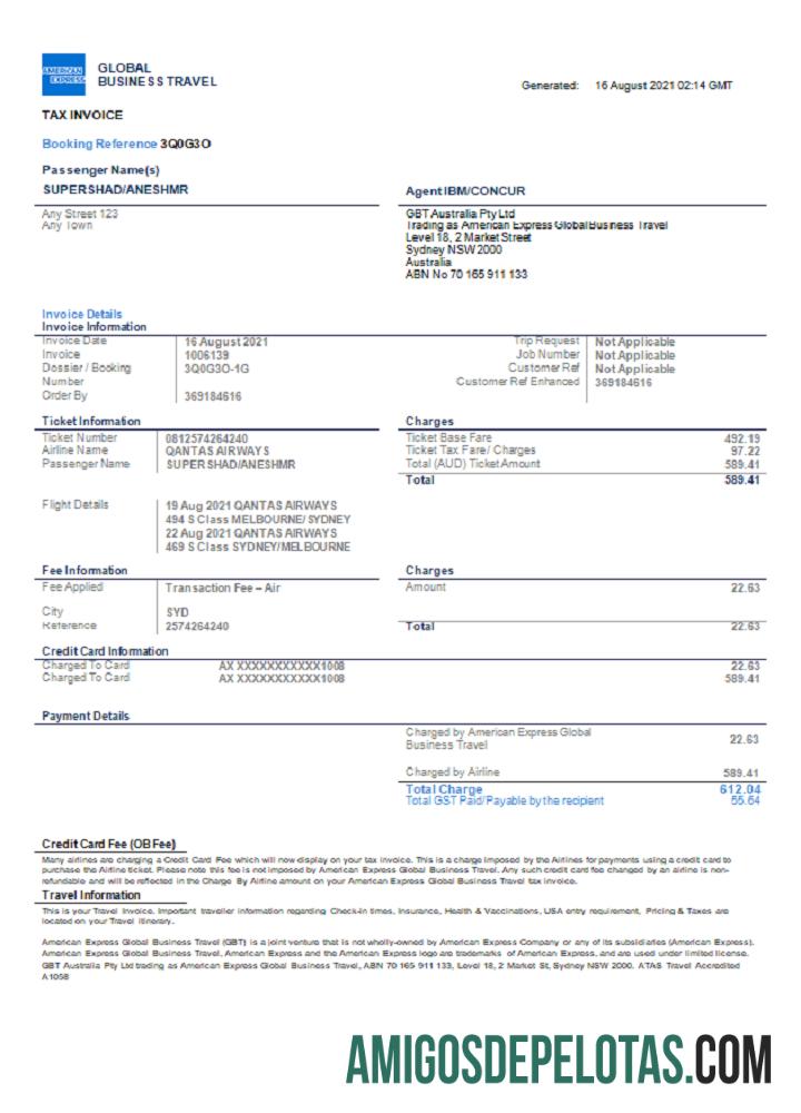Fatura American Express dos EUA baixar para verificação